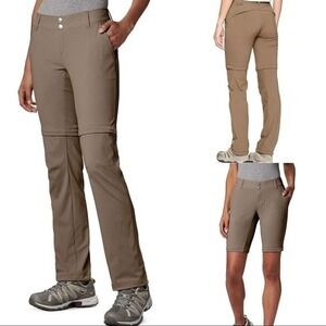 Columbia Womens Saturday Trail Convertible Pant Sz 12L Beige Zip Off Omni-Shield